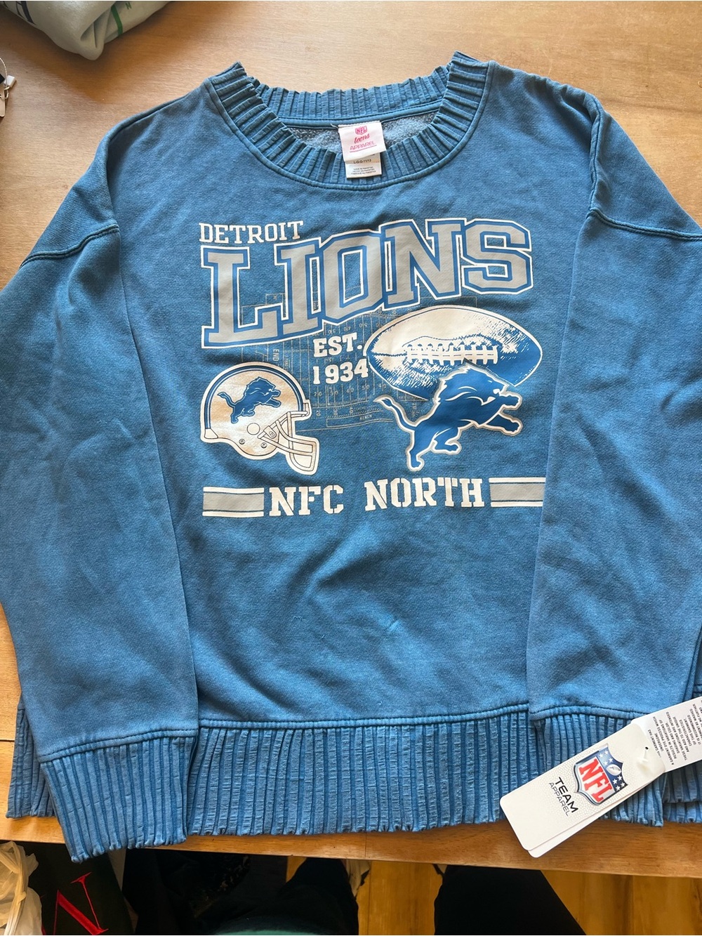 Detroit Lions Women's Light Blue Crewneck Sweatshirt